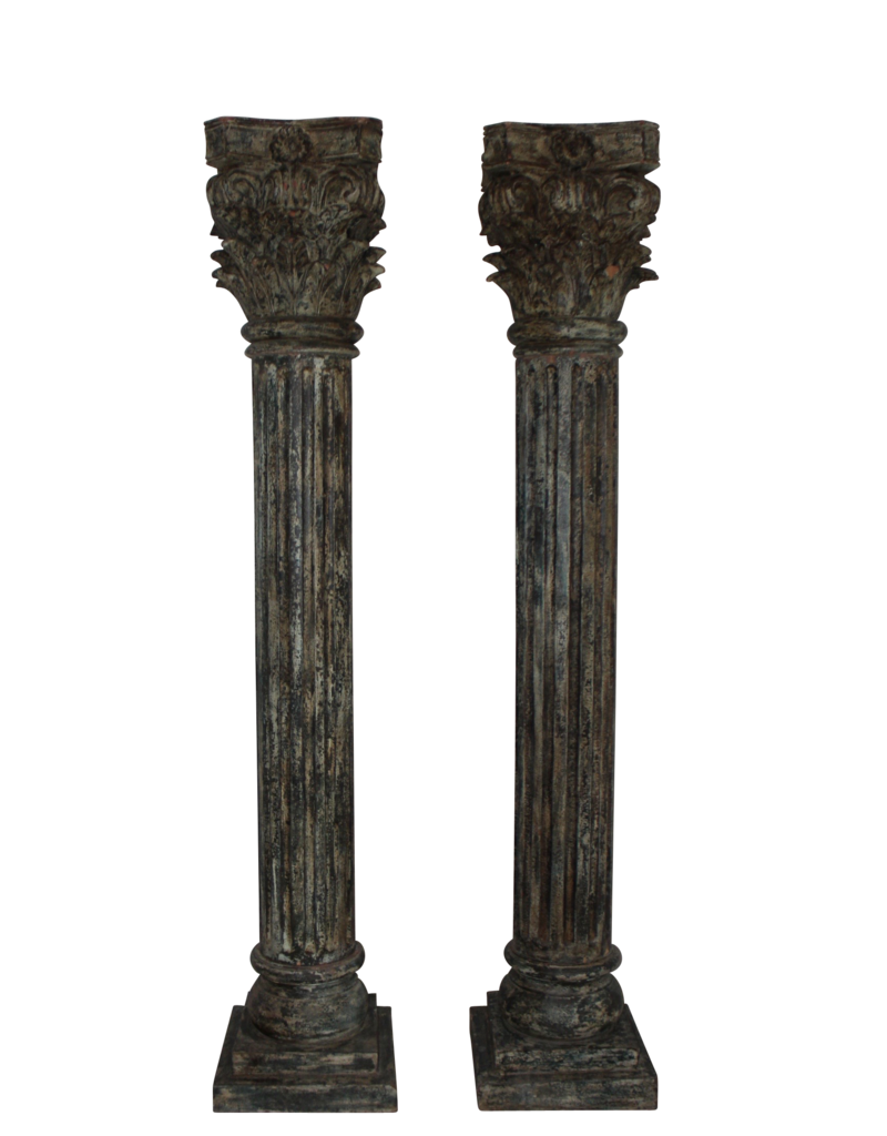 Wooden Antique Pair Columns