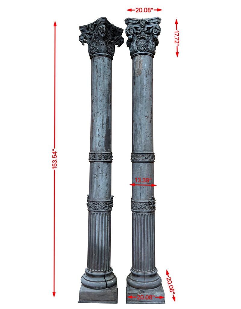 Pair Neo-Renaissance Colums In Wood