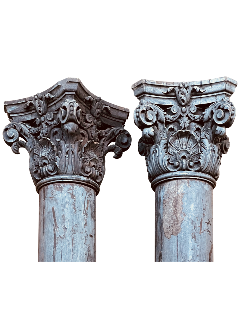 Pair Neo-Renaissance Colums In Wood