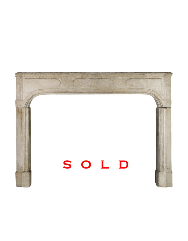 French 18Th Century Antique Limestone Fireplace Surround