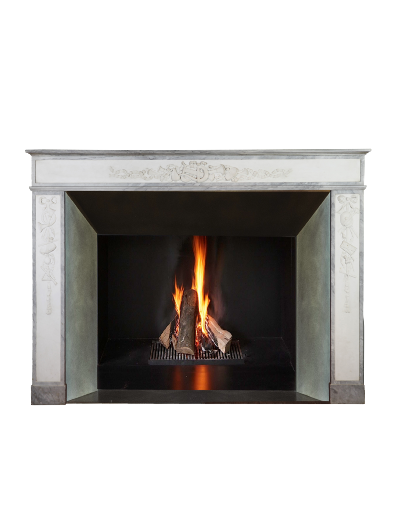 Maison Leon Van den Bogaert Chimenea neoclásicafrancesa – mármol azul Turquin & Statuario