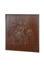 Plaque De Cheminée Bas-Relief Représentant Une Dame Au Feu