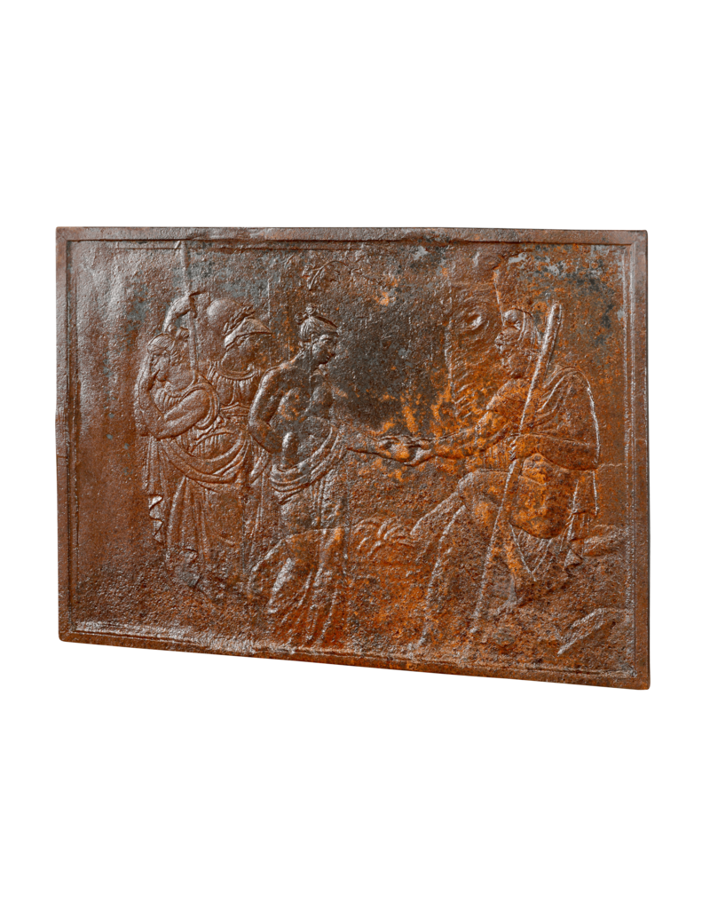 Bas Relief Fireplace Decor Plate With Patina