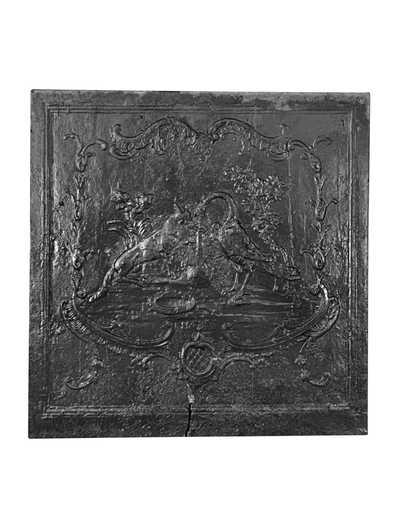 Maison Leon Van den Bogaert Kaminplatte mit der Fabel — Der Fuchs und der Storch