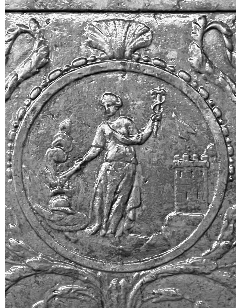 Maison Leon Van den Bogaert Alchemist Wandplatte aus Gusseisen, Kamindekoration
