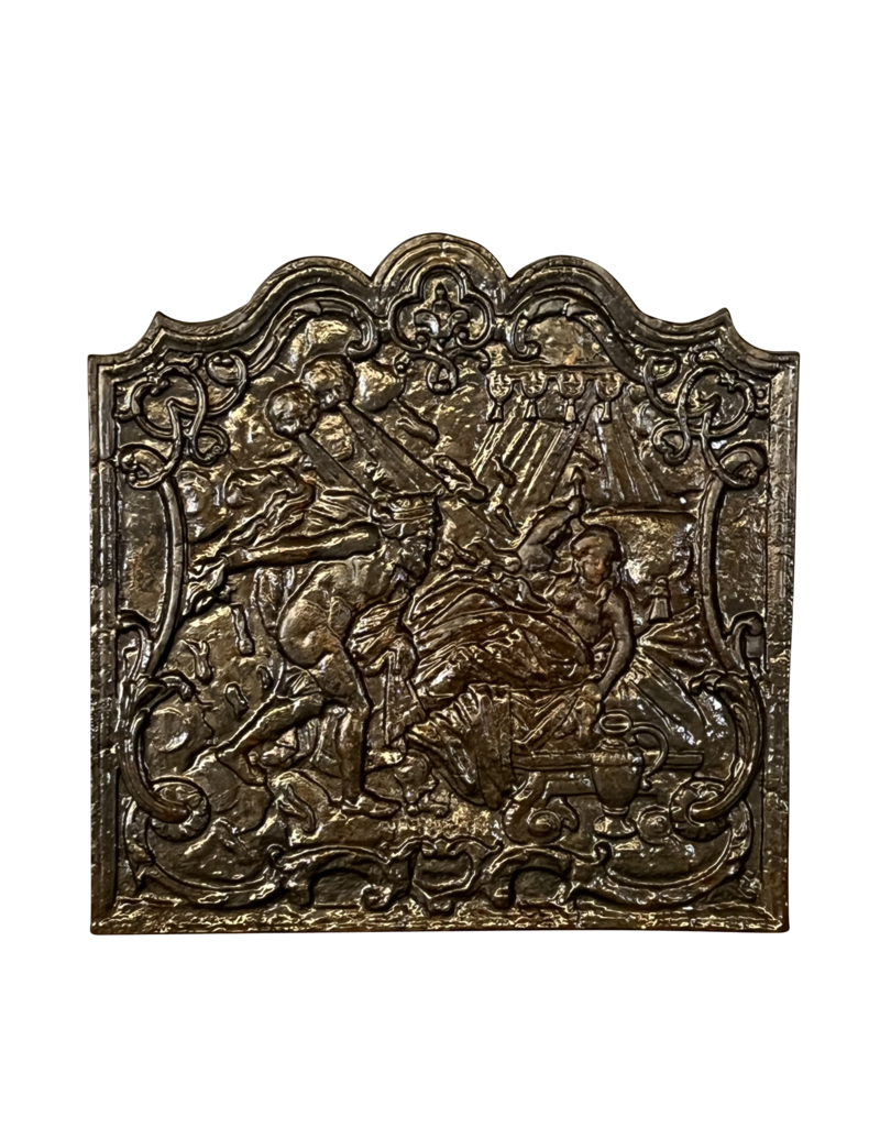 Plaque Décorative Pour Cheminée Représentant Un Roi Couronné Avec Sa Femme