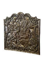 Plaque Décorative Pour Cheminée Représentant Un Roi Couronné Avec Sa Femme