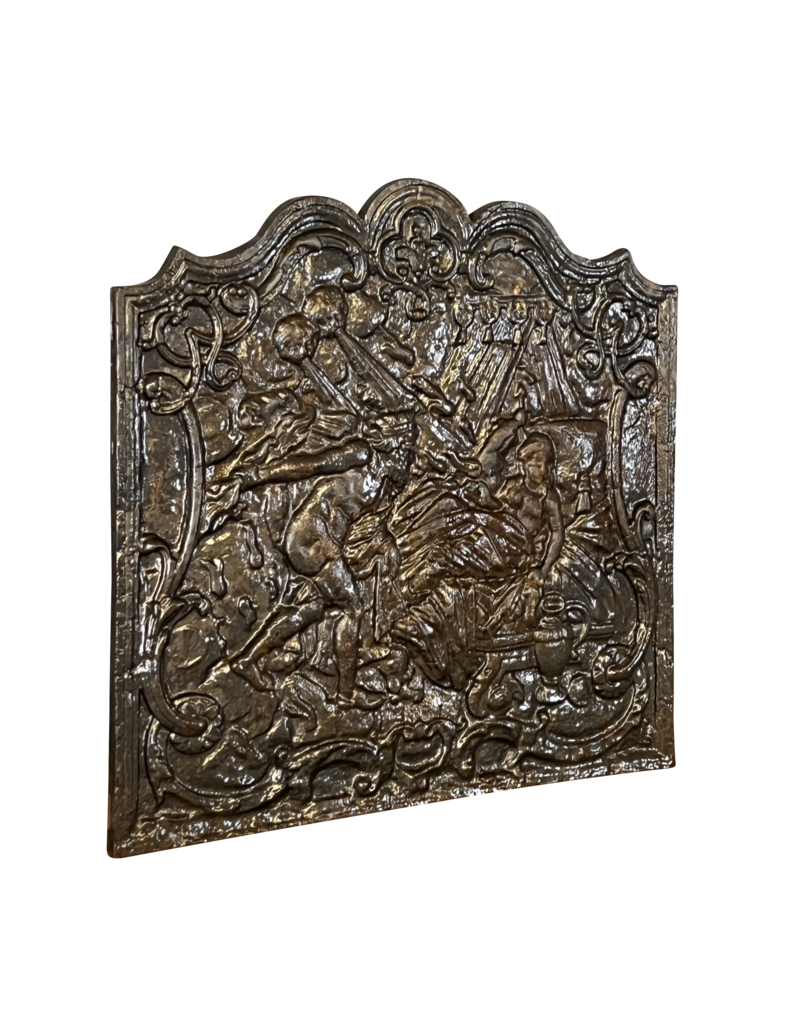 Plaque Décorative Pour Cheminée Représentant Un Roi Couronné Avec Sa Femme