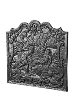 Plaque Décorative Pour Cheminée Représentant Un Roi Couronné Avec Sa Femme