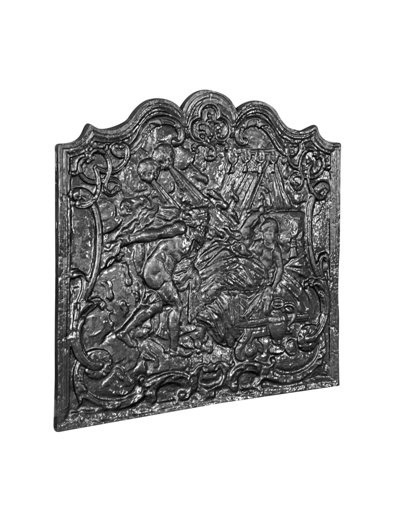Plaque Décorative Pour Cheminée Représentant Un Roi Couronné Avec Sa Femme