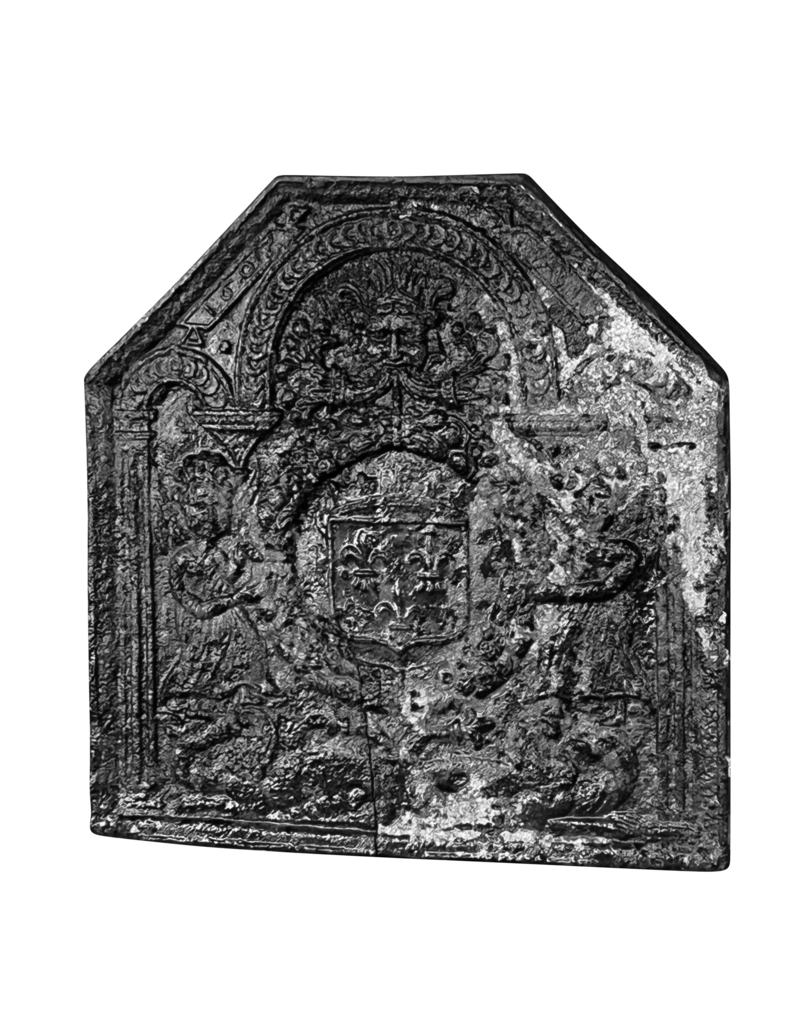 Maison Leon Van den Bogaert Chimenea Del Siglo Xviii Con Decoración Divina Del Escudo De Armas Real