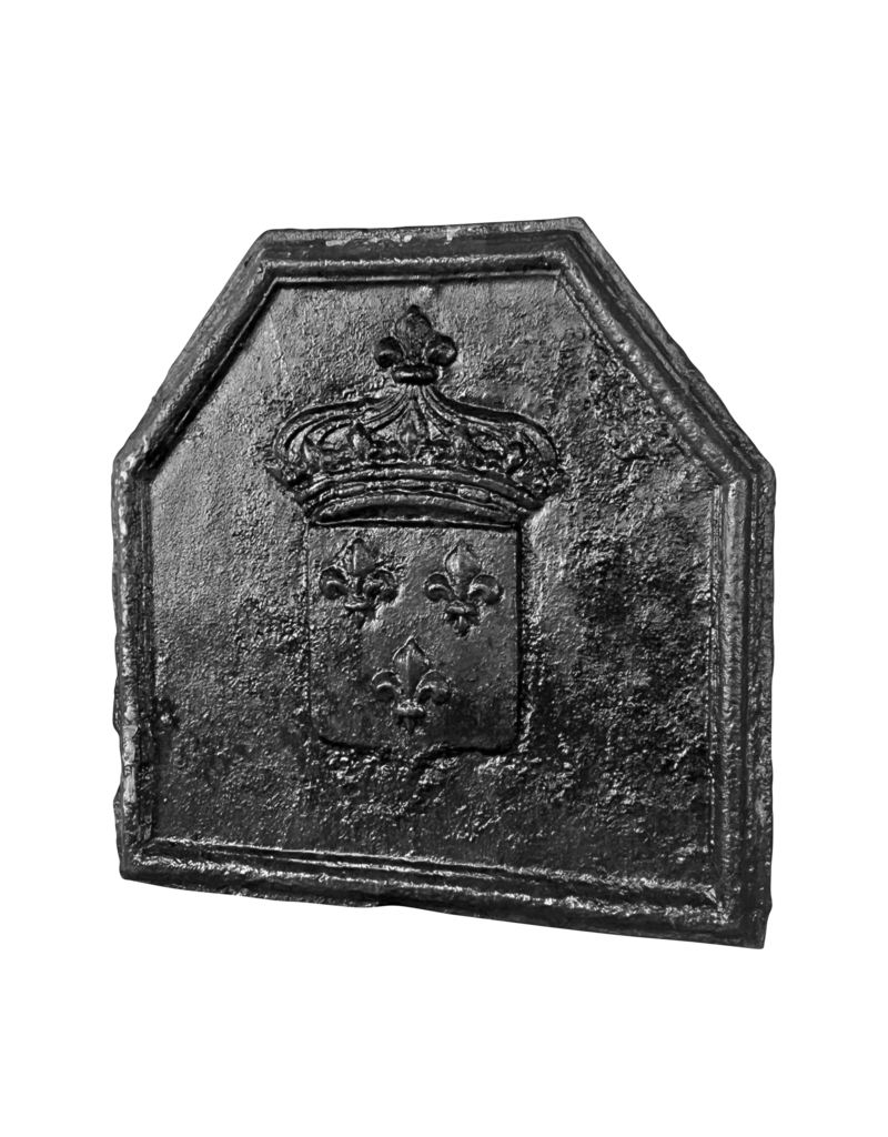 Maison Leon Van den Bogaert Französische Antiquitäten, außergewöhnliches Kaminwappen der französischen Könige