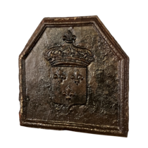 Maison Leon Van den Bogaert Uitzonderlijke antieke haardplaat Franse koningswapen — 62 cm hoog
