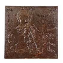 Maison Leon Van den Bogaert Plaque de cheminée carrée en fonte avec petit foyer