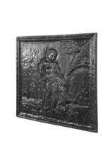 Child With Dog Fireplace Element In Cast Iron