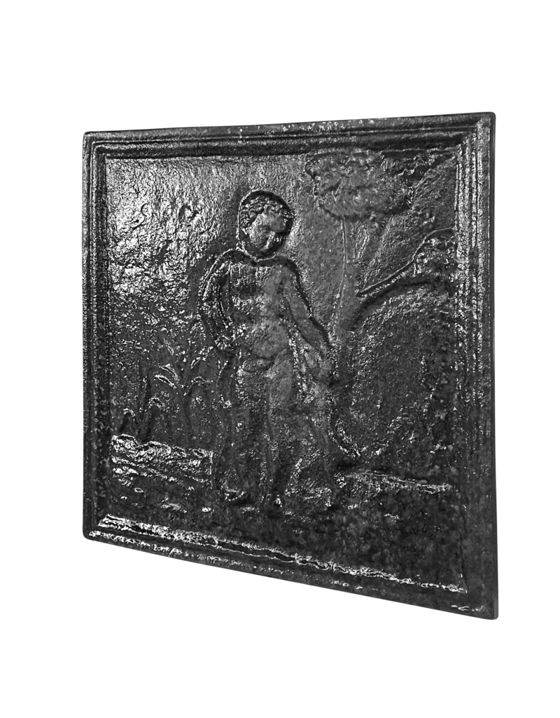 Child With Dog Fireplace Element In Cast Iron