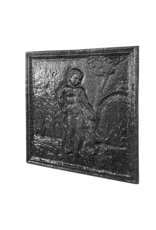 Child With Dog Fireplace Element In Cast Iron