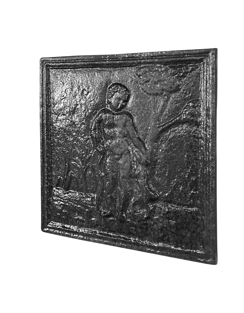 Child With Dog Fireplace Element In Cast Iron