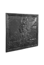 Child With Dog Fireplace Element In Cast Iron