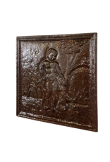 Child With Dog Fireplace Element In Cast Iron