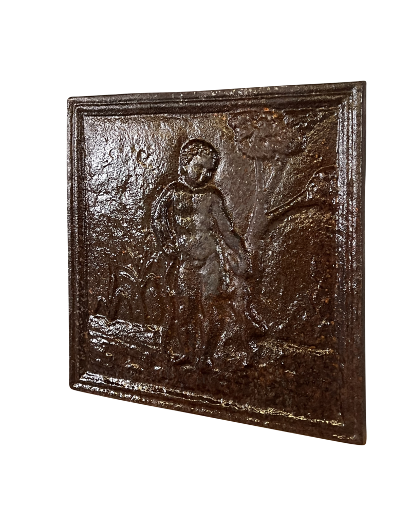 Child With Dog Fireplace Element In Cast Iron