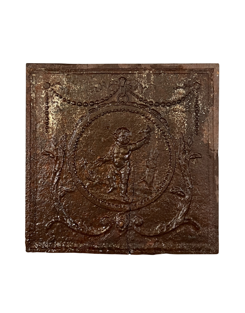 Maison Leon Van den Bogaert Plaque De Cheminée Antique Avec Putti Et Pigeon