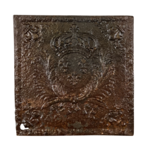 Maison Leon Van den Bogaert Rustic Fireback King of France Coat of Arms — 54 cm High