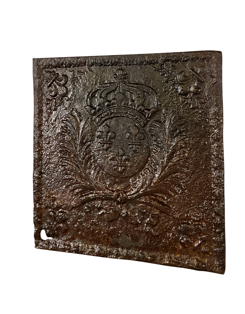 Plaque De Cheminée Rustique Avec Armoiries Du Roi De France