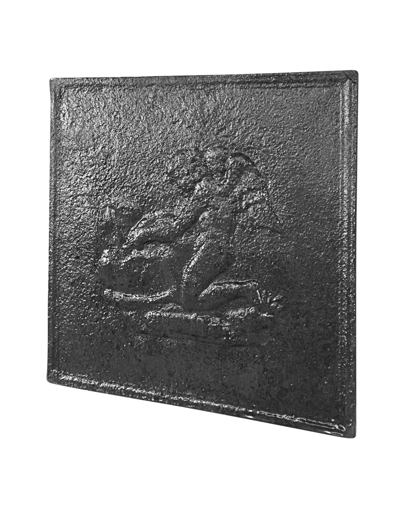 Maison Leon Van den Bogaert Kaminplatte aus Gusseisen mit Engel und Pferd