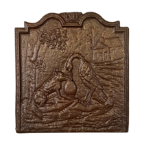 Maison Leon Van den Bogaert Plaque de cheminée l'histoire du renard et de la cigogne