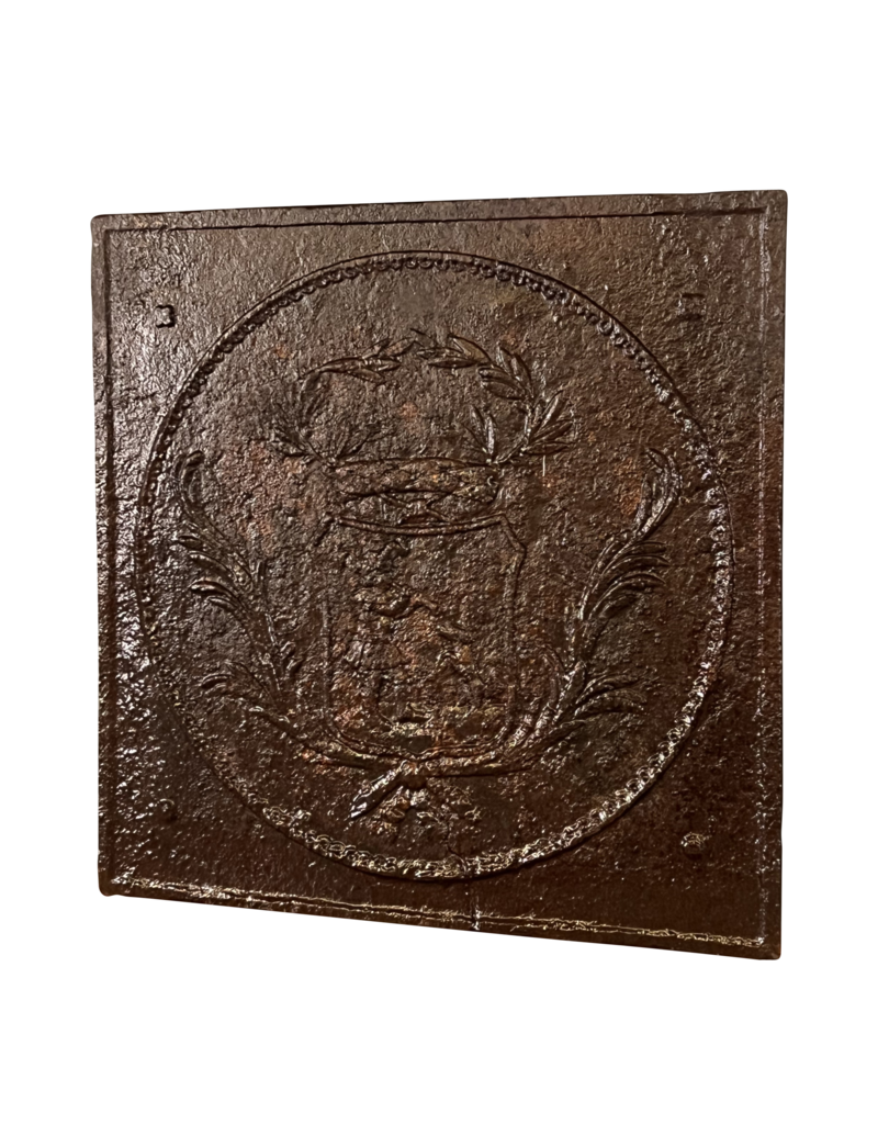 Maison Leon Van den Bogaert Kaminplatten aus Gusseisen, französisches Wappen