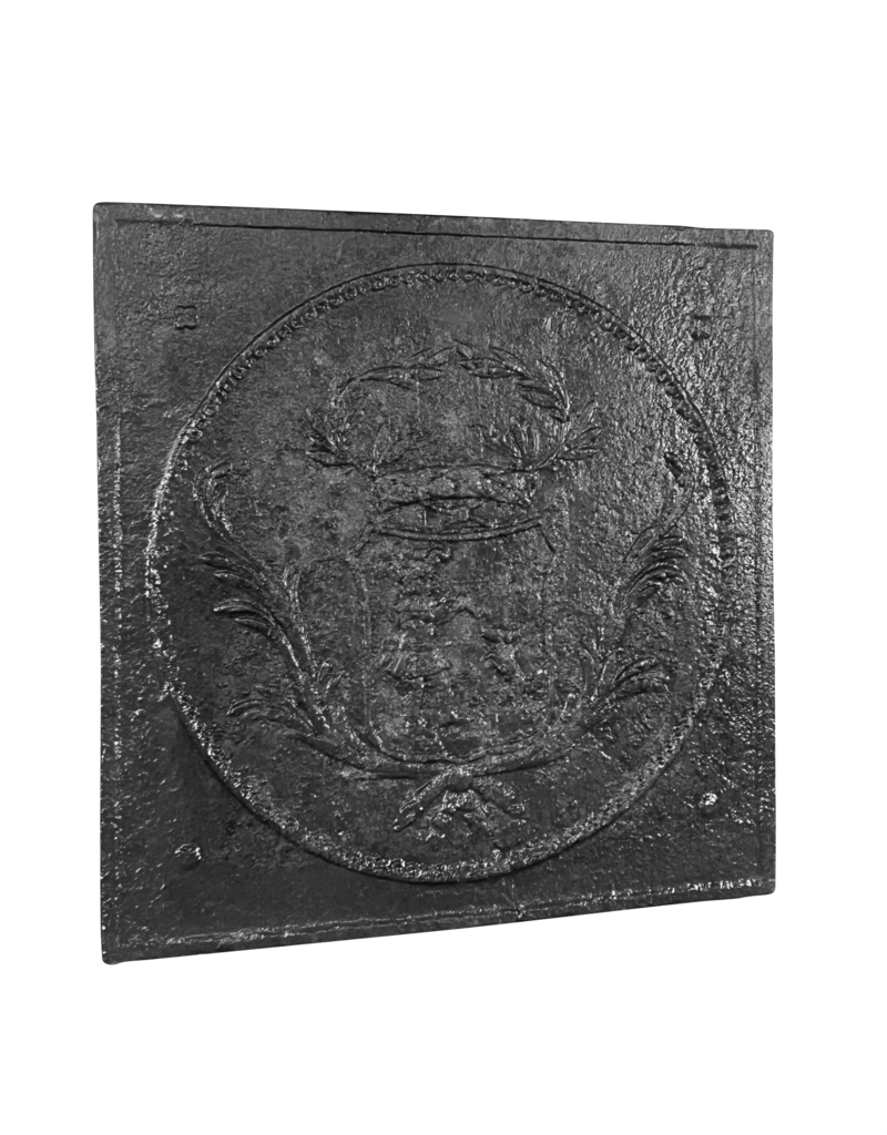 Maison Leon Van den Bogaert Kaminplatten aus Gusseisen, französisches Wappen