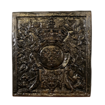 Maison Leon Van den Bogaert Placa para chimenea Antigüedades francesas Escudo de Armas Excepcional
