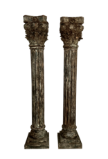 Maison Leon Van den Bogaert Wooden Antique Pair Columns