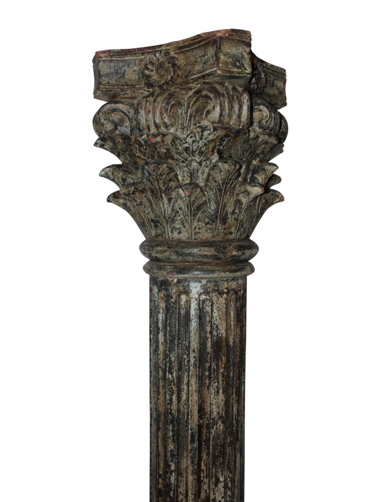 Paar Antieke Houten Kolommen Met Patina