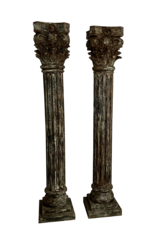Maison Leon Van den Bogaert Par De Columnas Antiguas De Madera