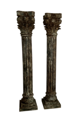 Maison Leon Van den Bogaert Wooden Antique Pair Columns