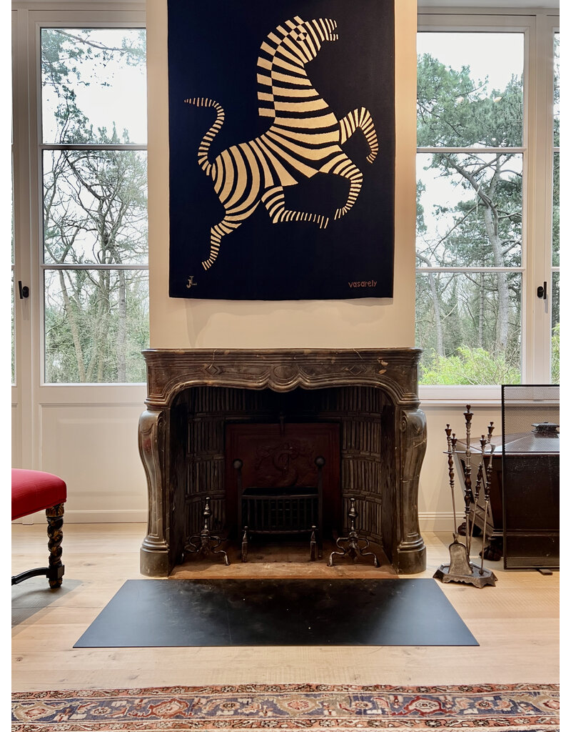 Maison Leon Van den Bogaert 17th Century Chic French Antique Fireplace Surround in Dark Fossil Stone