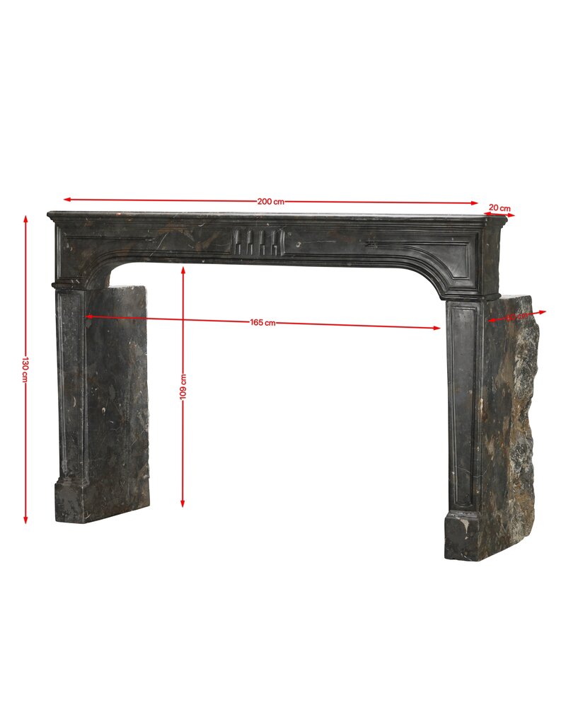 Maison Leon Van den Bogaert Extra Wide Antique Black Stone Fireplace for Luxury Interior Design