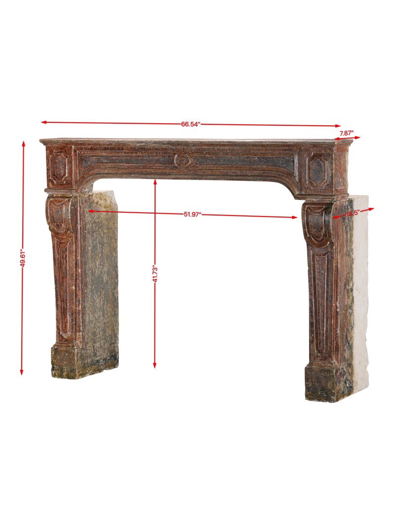 Maison Leon Van den Bogaert Antiker Französischer Kamin Mit Rustikaler Roter Patina
