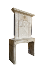 Maison Leon Van den Bogaert Classic Vintage Fireplace Surround In Limestone With Upper Mantle
