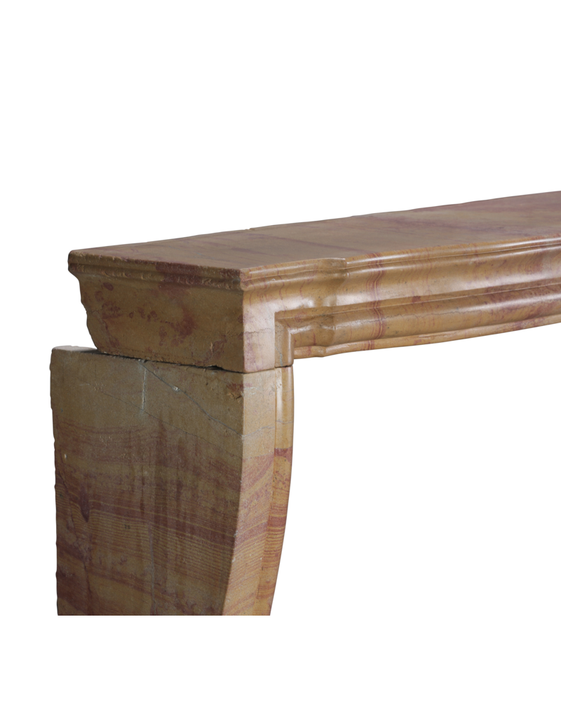 Maison Leon Van den Bogaert Antique Fireplace Mantel In Colourful French Stone For Contemporary Living