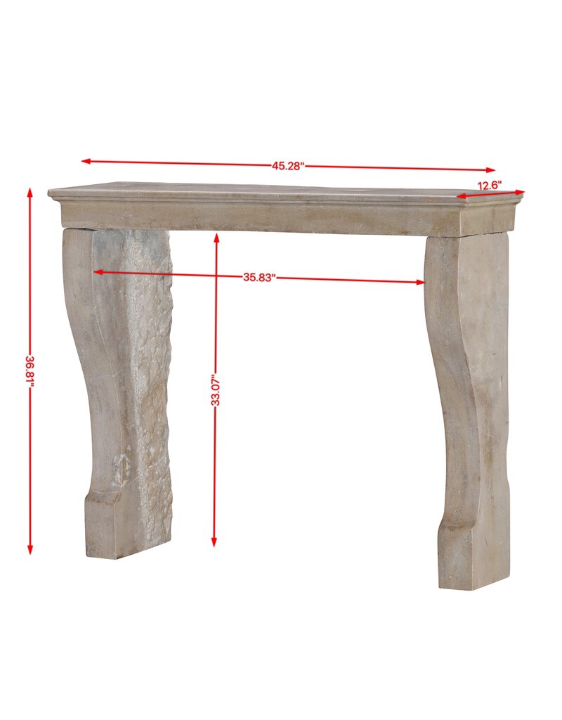 Antique French Fireplace Mantel In Timeless Beige Stone