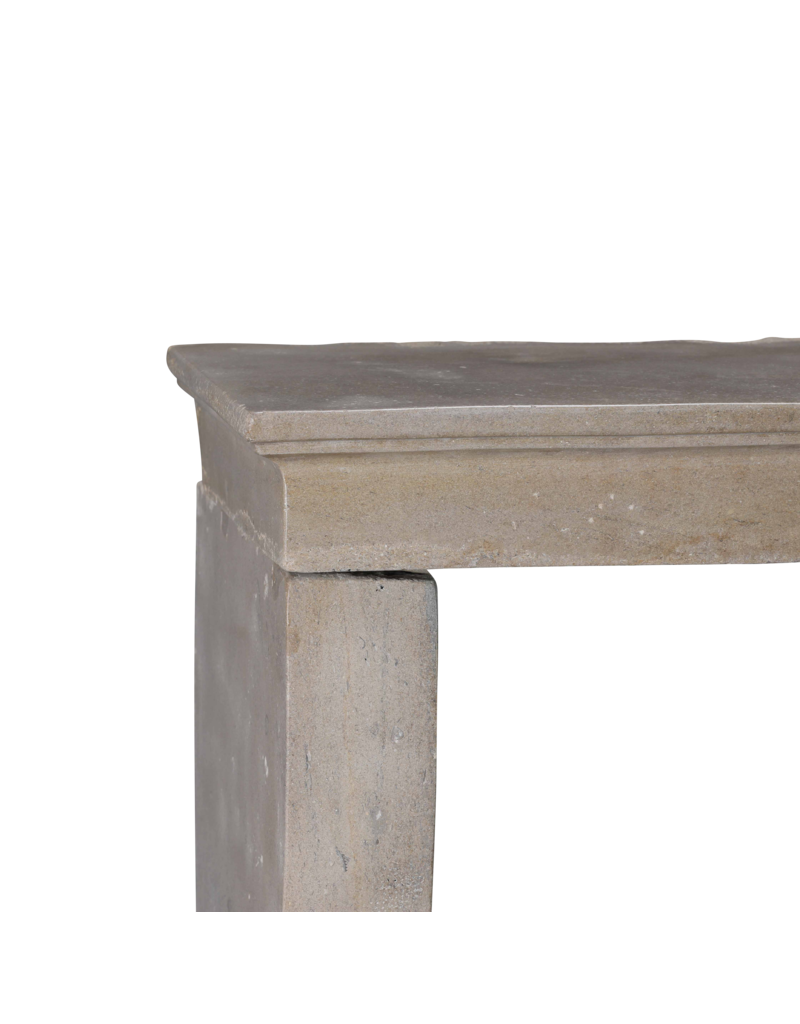 Antique French Fireplace Mantel In Timeless Beige Stone
