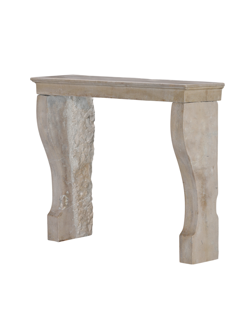 Antique French Fireplace Mantel In Timeless Beige Stone