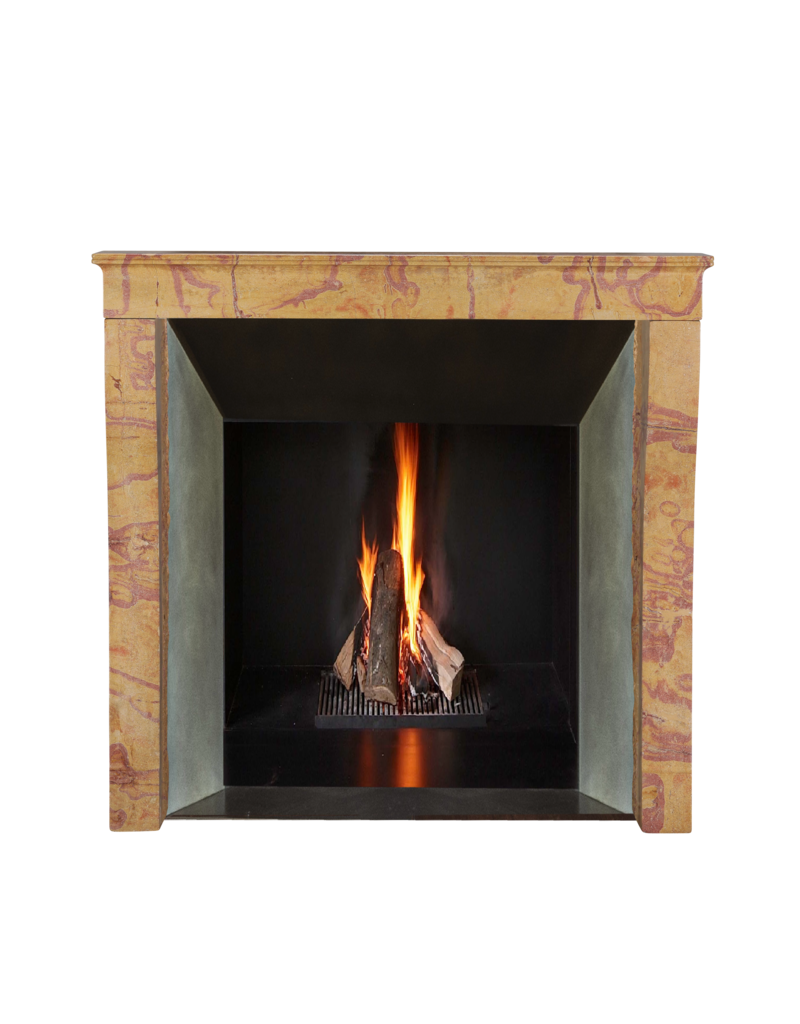 Antique French Fireplace Mantel In Stone Rich In Color As An Art Object