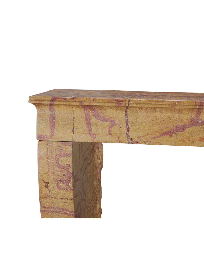 Antique French Fireplace Mantel In Stone Rich In Color As An Art Object
