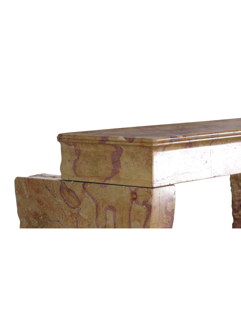 Antique French Fireplace Mantel In Stone Rich In Color As An Art Object