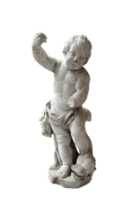 Maison Leon Van den Bogaert Statue ancienne en marbre représentant le petit Michel tuant le dragon