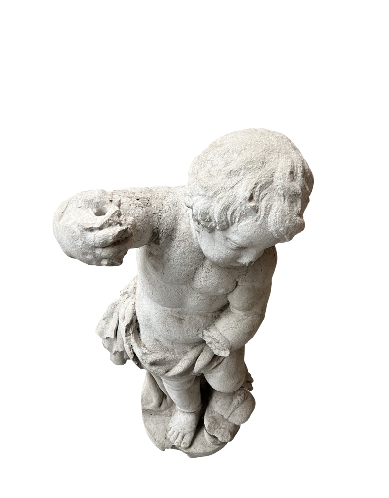 Maison Leon Van den Bogaert Antique Marble Statue The Little Michael Killing the Dragon